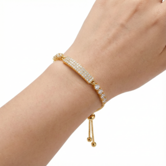 luxe princess cut crystal gold plated chain bracelet premium designer jewelry for women
