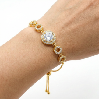 luxe princess cut crystal gold plated chain bracelet premium designer jewelry for women