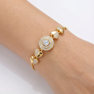 luxe princess cut crystal gold plated chain bracelet premium designer jewelry for women