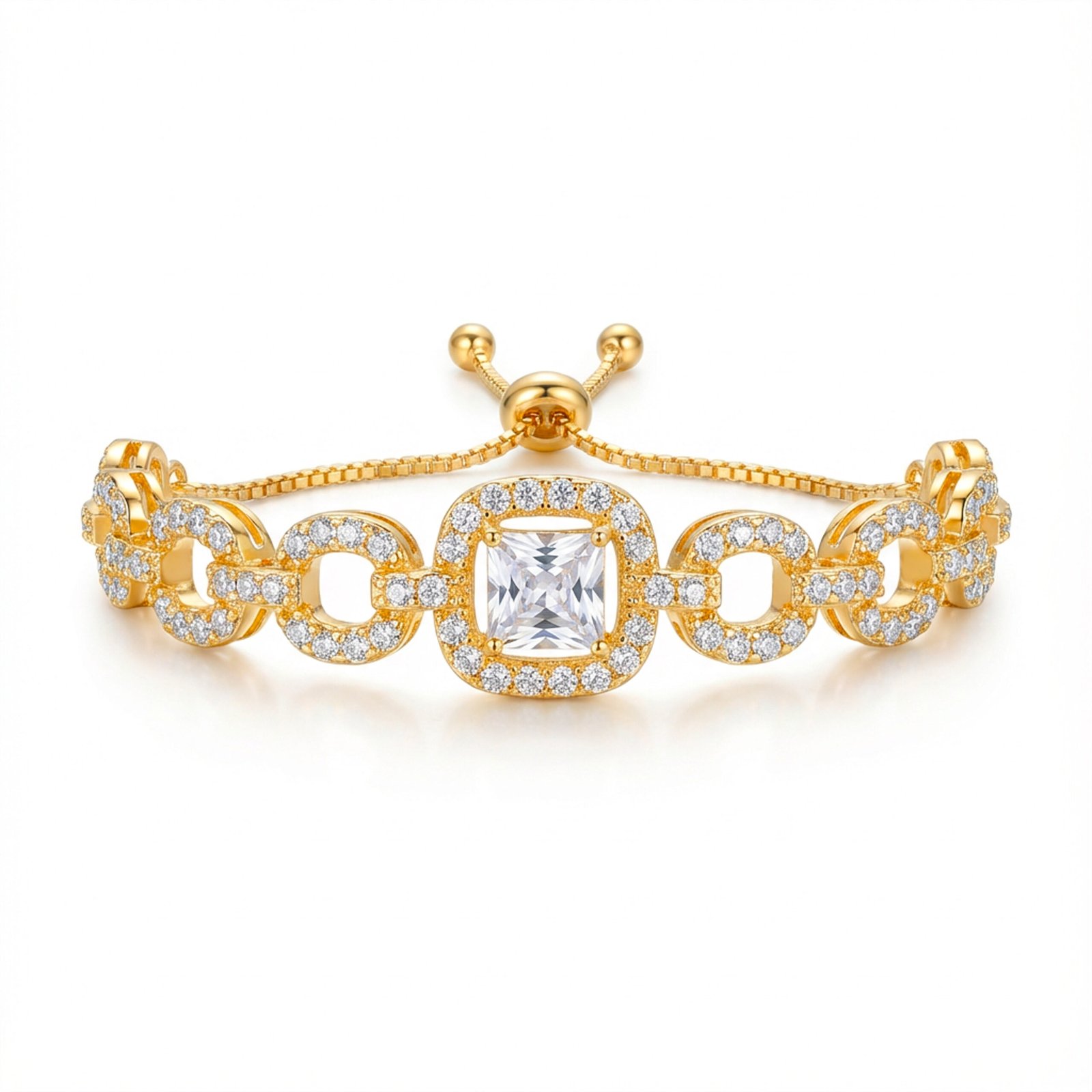 luxe princess cut crystal gold plated chain bracelet premium designer jewelry for women luxe princess cut crystal gold plated chain bracelet premium designer jewelry for women