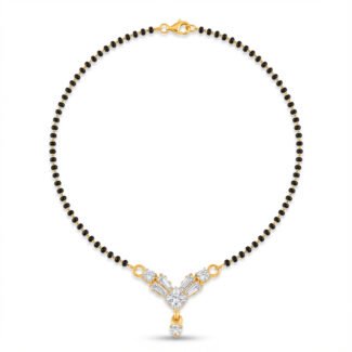 premium gold plated mangalsutra with black beads & diamond studded pendant traditional bridal jewelry
