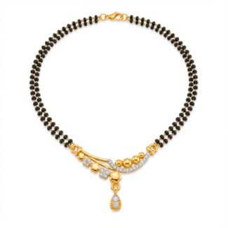 premium gold plated mangalsutra with black beads & diamond studded pendant traditional bridal jewelry