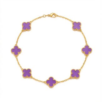 luxury purple clover gold plated chain bracelet for women designer four leaf charm jewelry