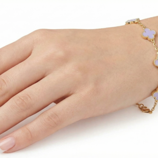 luxe clover gold chain bracelet premium mother of pearl charm bracelet for women