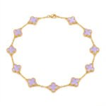 luxury purple clover charm bracelet gold plated designer bracelet for women