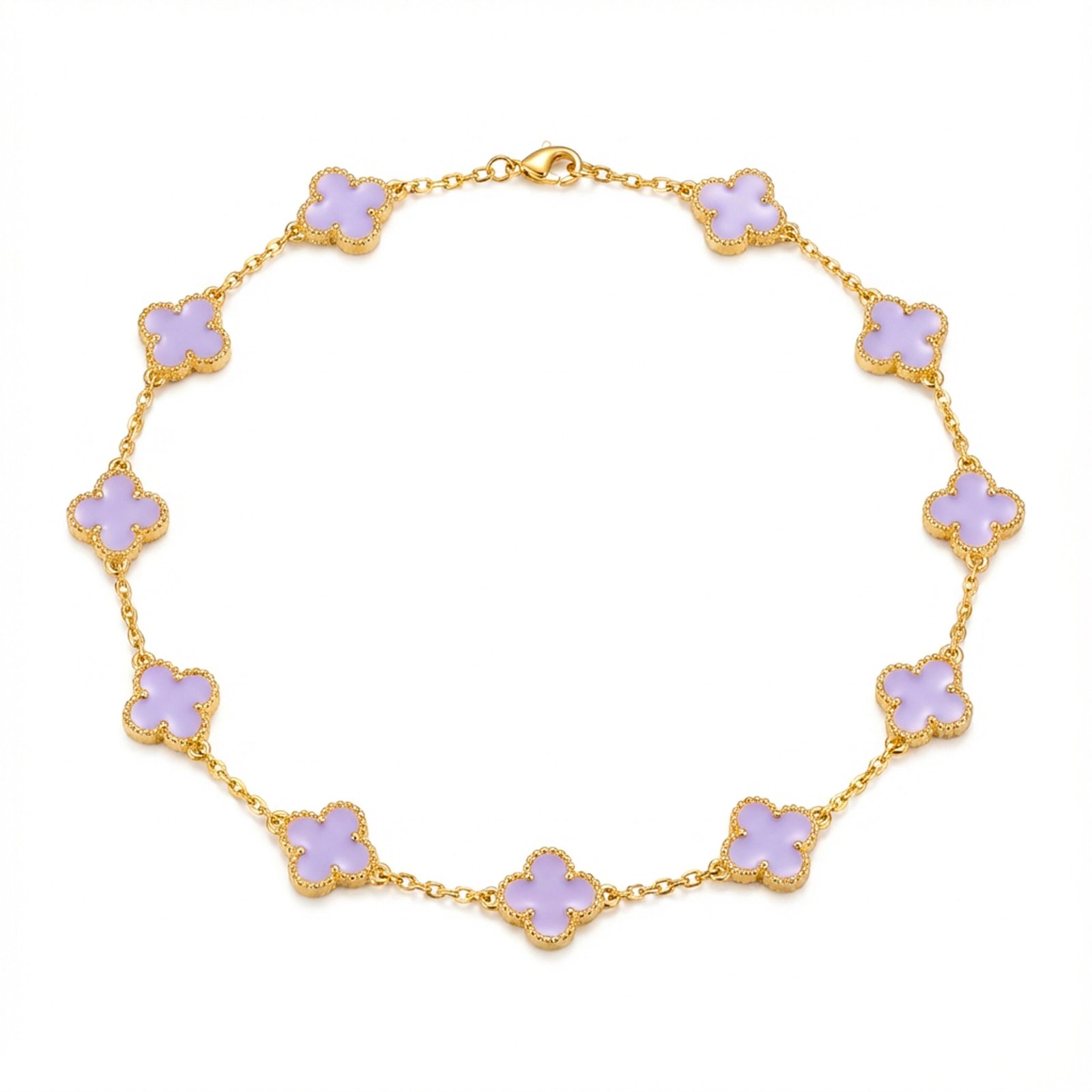 luxury purple clover charm bracelet gold plated designer bracelet for women