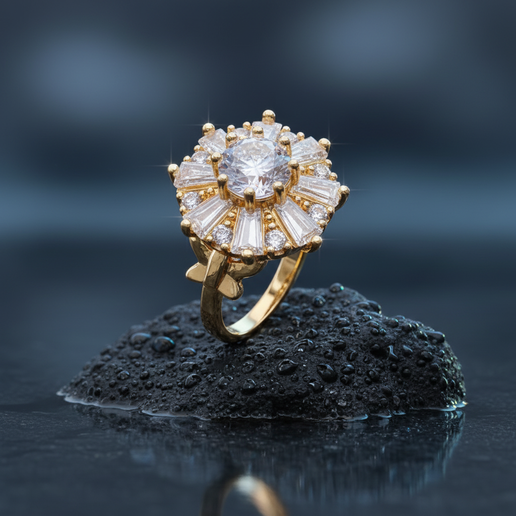 luxury gold plated multicolor ring