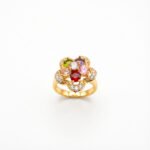 luxury gold plated multicolor ring