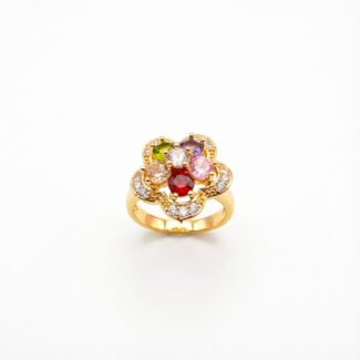 luxury gold plated multicolor ring
