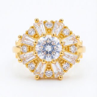 luxury gold plated multicolor ring