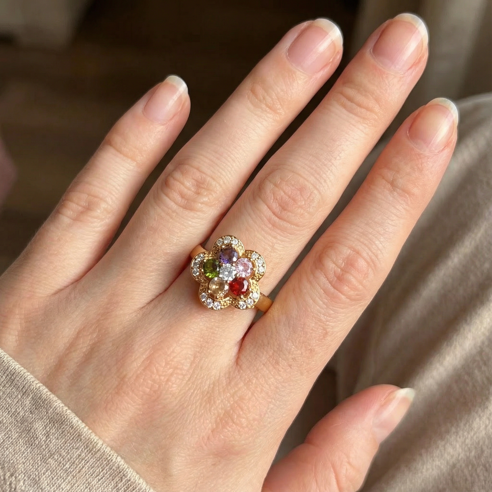 luxury gold plated multicolor ring luxury gold plated multicolor ring