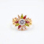 luxury gold plated multicolor ring