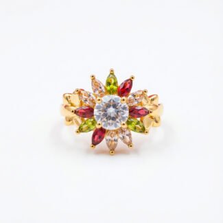 luxury gold plated multicolor ring
