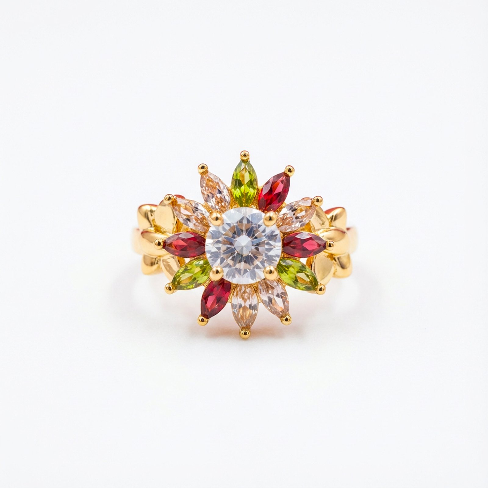 luxury gold plated multicolor ring