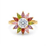 luxury gold plated multicolor ring