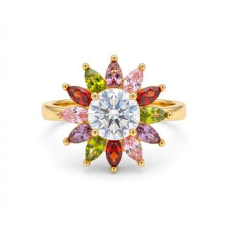 luxury gold plated multicolor ring