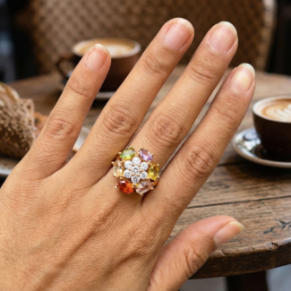 luxury gold plated multicolor ring