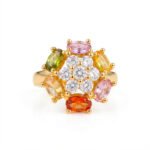 luxury gold plated multicolor ring