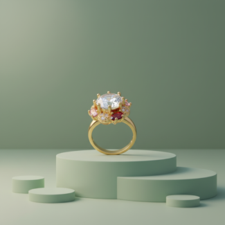 luxury gold plated multicolor ring