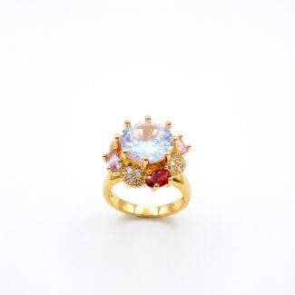 luxury gold plated multicolor ring