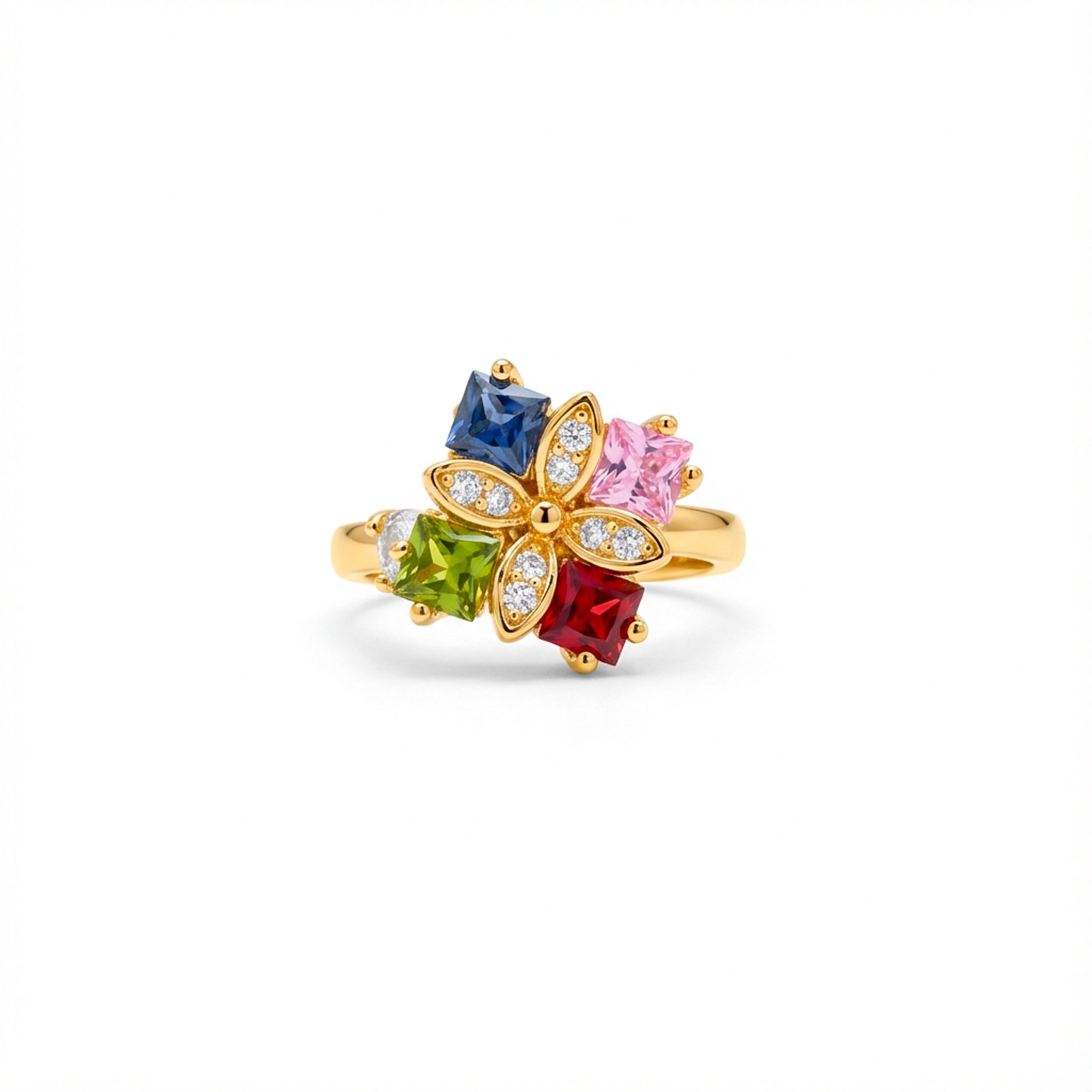 luxury gold plated multicolor ring