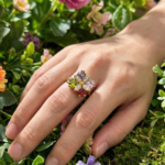 luxury gold plated multicolor ring