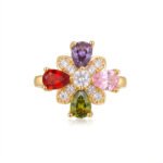 luxury gold plated multicolor ring