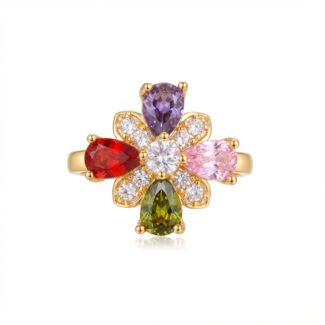 luxury gold plated multicolor ring