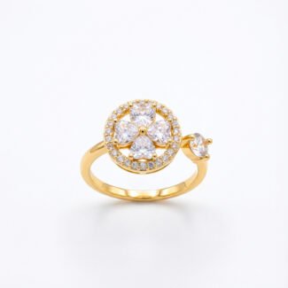 luxury gold plated multicolor ring