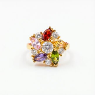 luxury gold plated multicolor ring