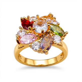 luxury gold plated multicolor ring