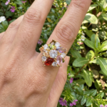 luxury gold plated multicolor ring
