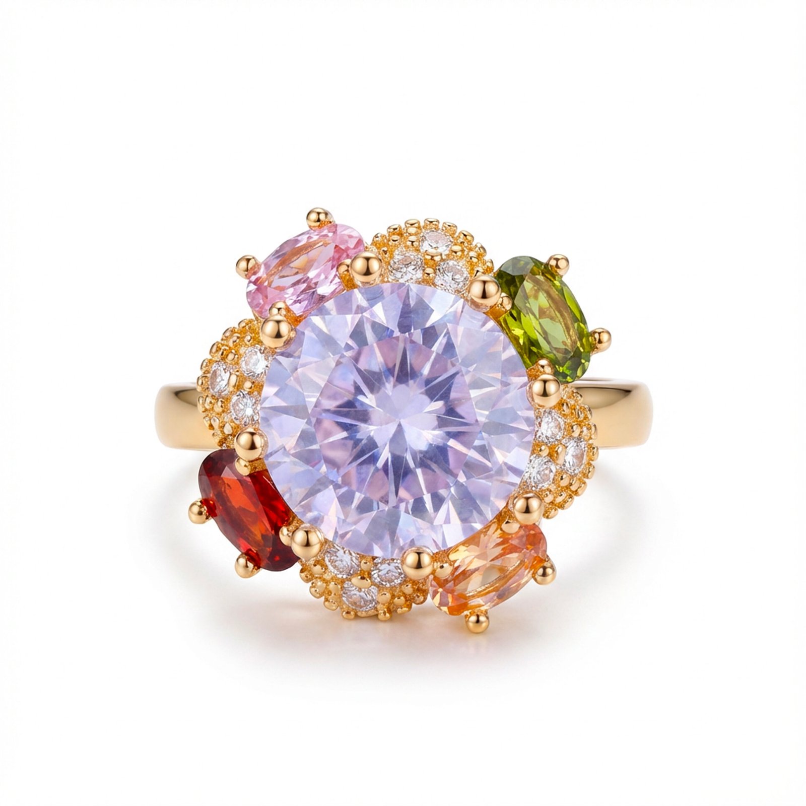 luxury gold plated multicolor ring