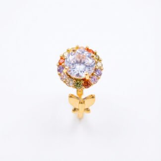 luxury gold plated multicolor ring