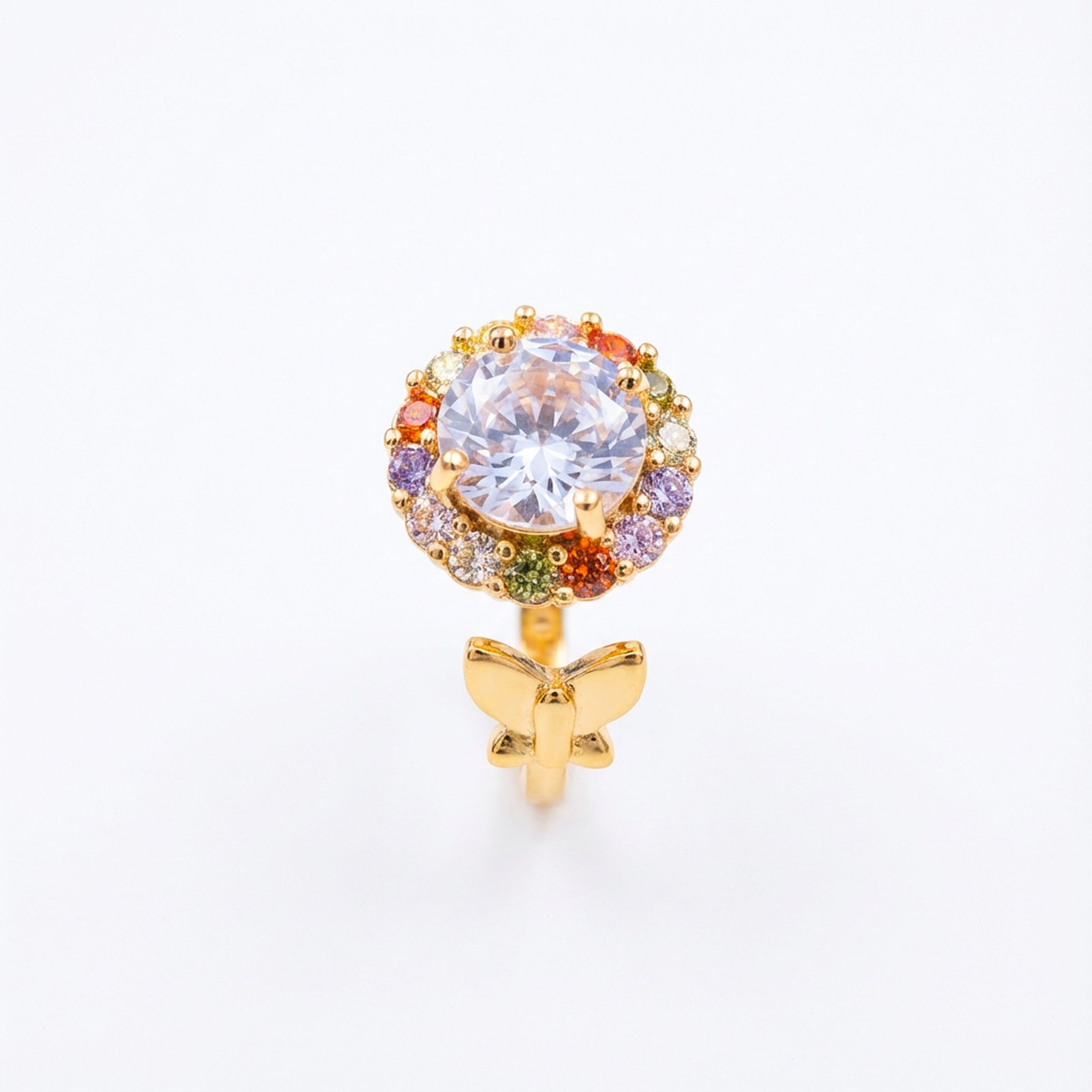 luxury gold plated multicolor ring