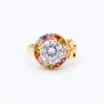 luxury gold plated multicolor ring