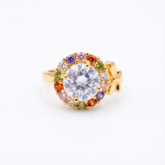 luxury gold plated multicolor ring