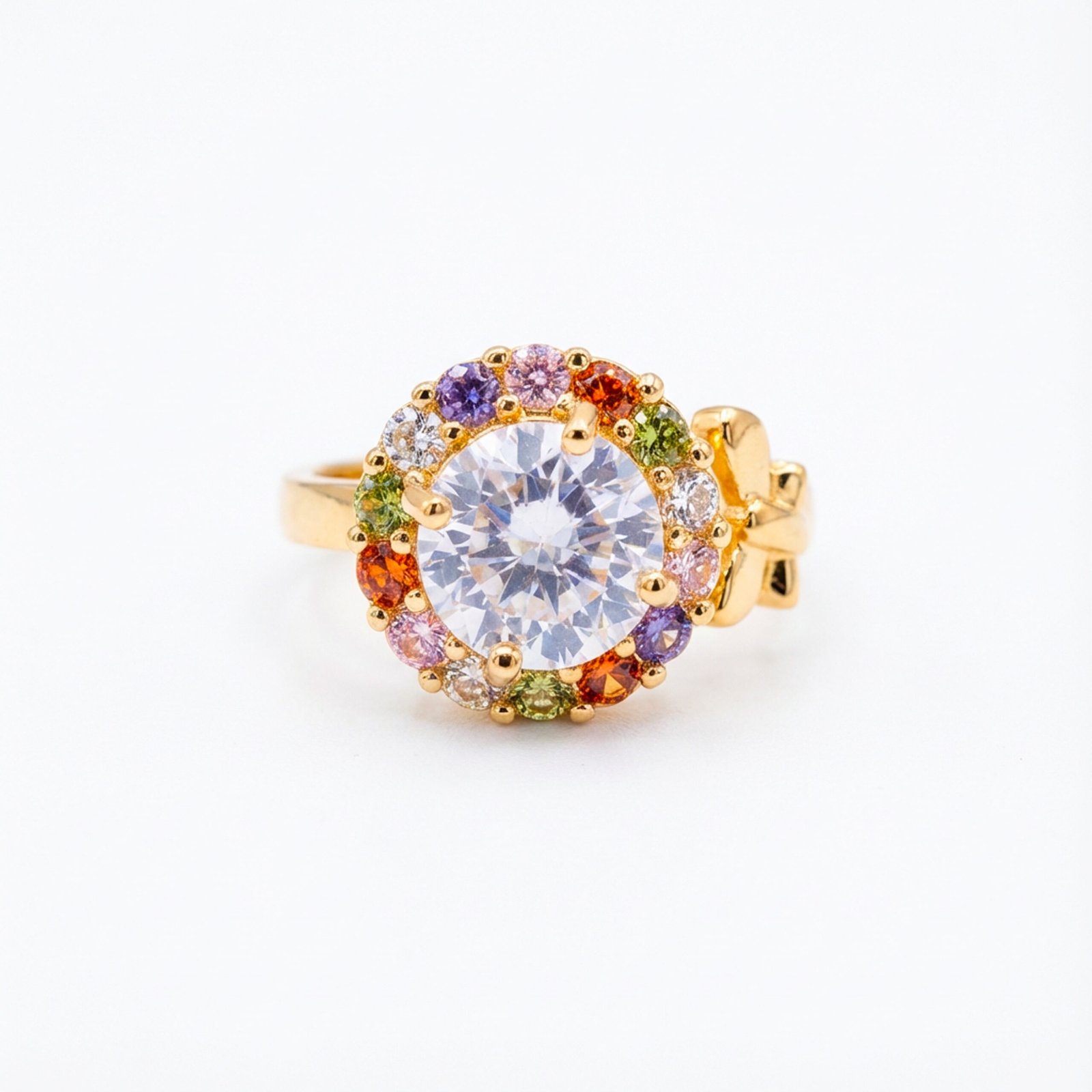 luxury gold plated multicolor ring