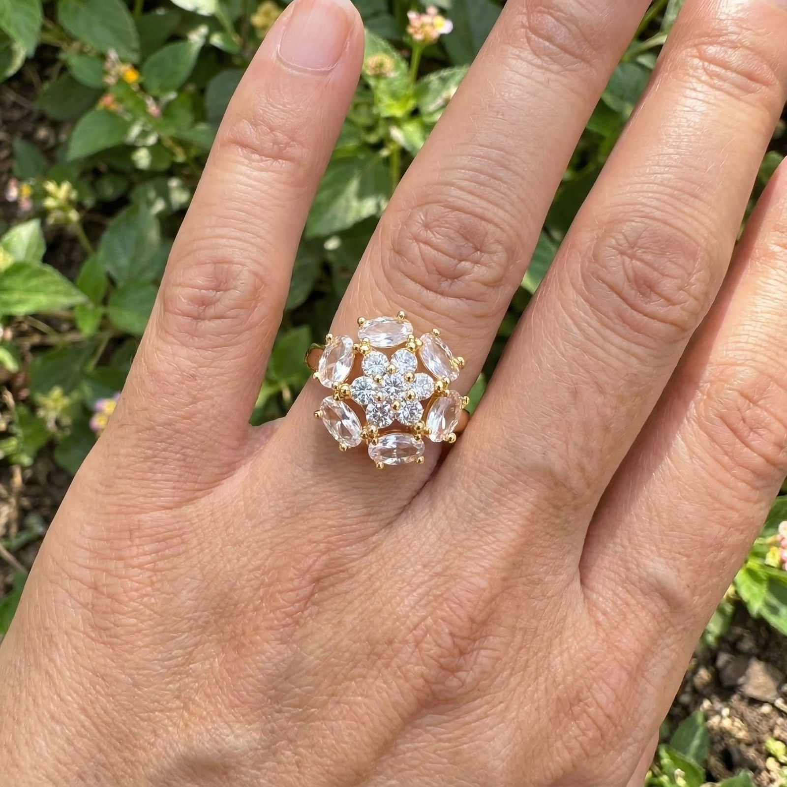 luxury gold plated multicolor ring
