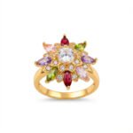 luxury gold plated multicolor ring
