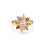 luxury gold plated multicolor ring