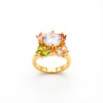 luxury gold plated multicolor ring