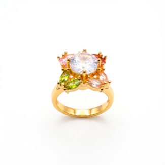 luxury gold plated multicolor ring