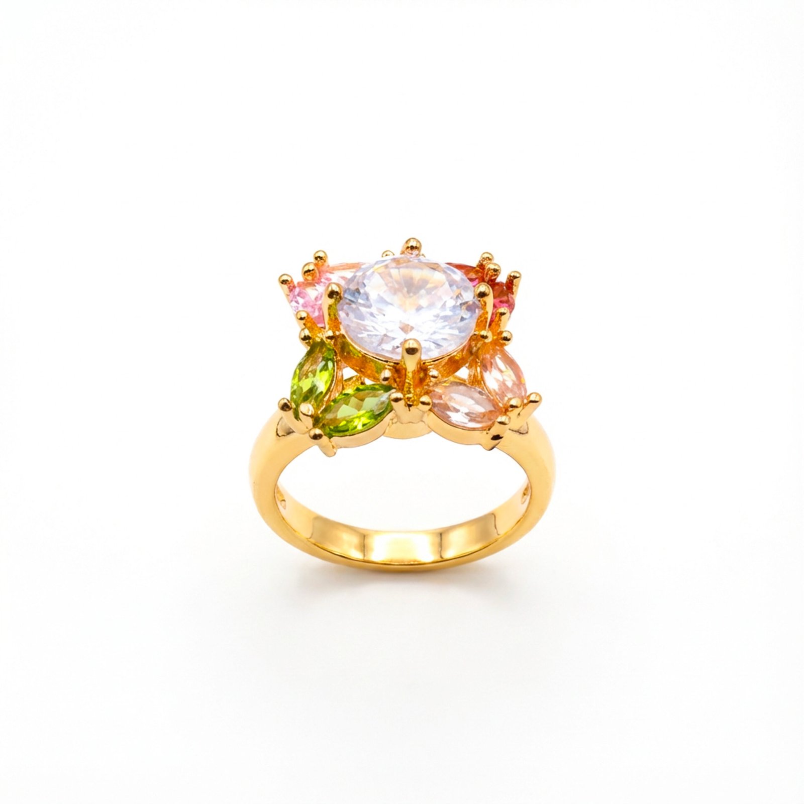 luxury gold plated multicolor ring