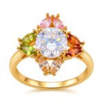 luxury gold plated multicolor ring
