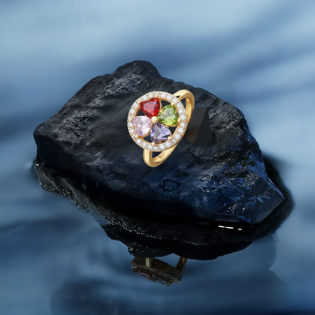 luxury gold plated multicolor ring