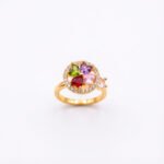 luxury gold plated multicolor ring