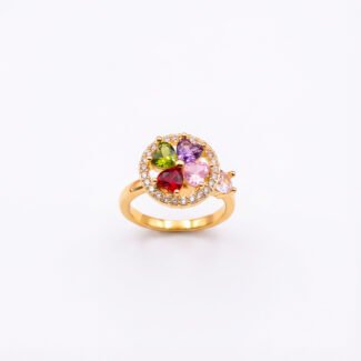luxury gold plated multicolor ring