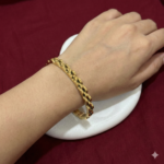 Modern Architectural Dual-Row Gold Link Bracelet with Subtle Pavé Accents