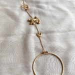 Celestial Crescent Gold Hathphool – Handmade Minimalist Hand Chain with Ghungroo Bells